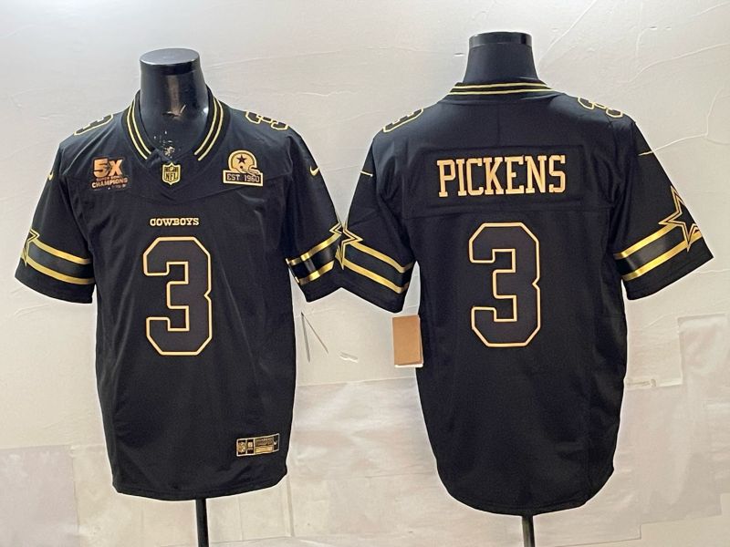 Men 2026 Dallas Cowboys #3 Pickens Black gold 6th generation Nike Limited NFL Jersey style 010->dallas cowboys->NFL Jersey